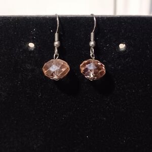 Vintage Silver-Toned Pink Bead Earrings